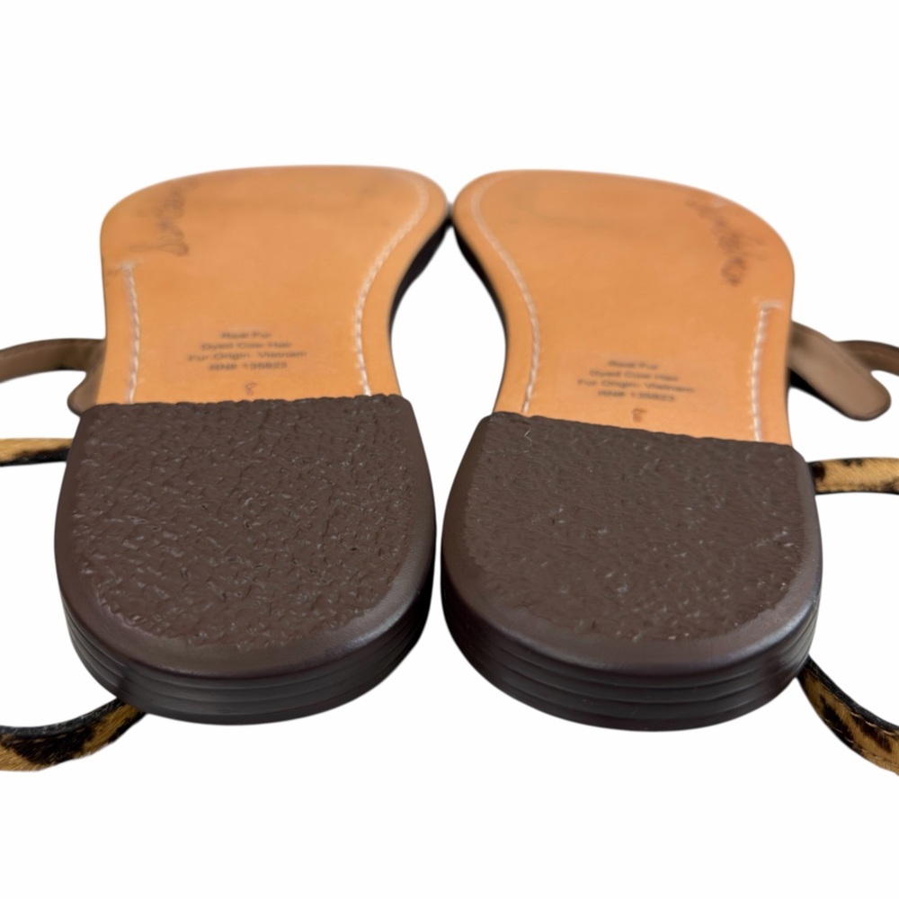 Sam Edelman Gigi Thong Flat Sandals in Leopard Brahma Hair Leather Size 8M - Picture 12 of 16